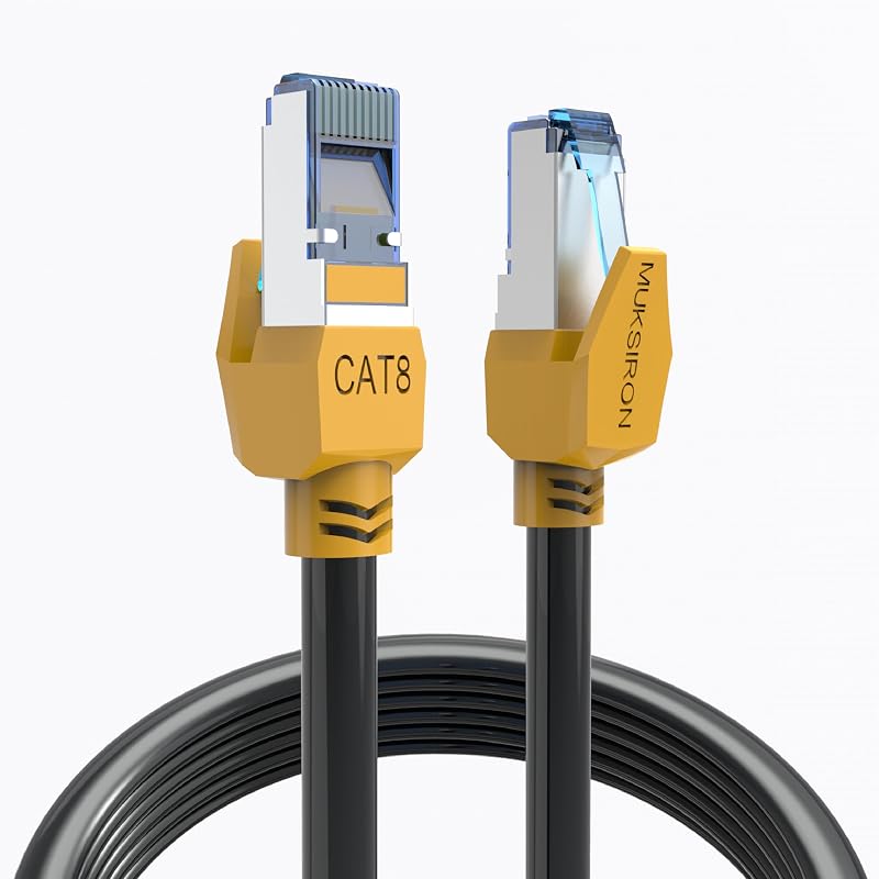 Cat 8 Ethernet Cable 100 ft, Shielded RJ45 Network LAN Cable | 6FT 10FT 15FT 20FT 25FT 30FT 35FT 40FT 50 FT 60FT 75FT 150FT 200FT High-Speed Heavy Duty Internet Cable for Modem Router