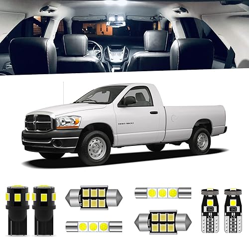 Kit de 10 luces LED interiores Ram para Dodge Ram 2003 2004 2005 2006 2007 2008 blanco 6000K paquete de iluminación LED interior + luces de carga,