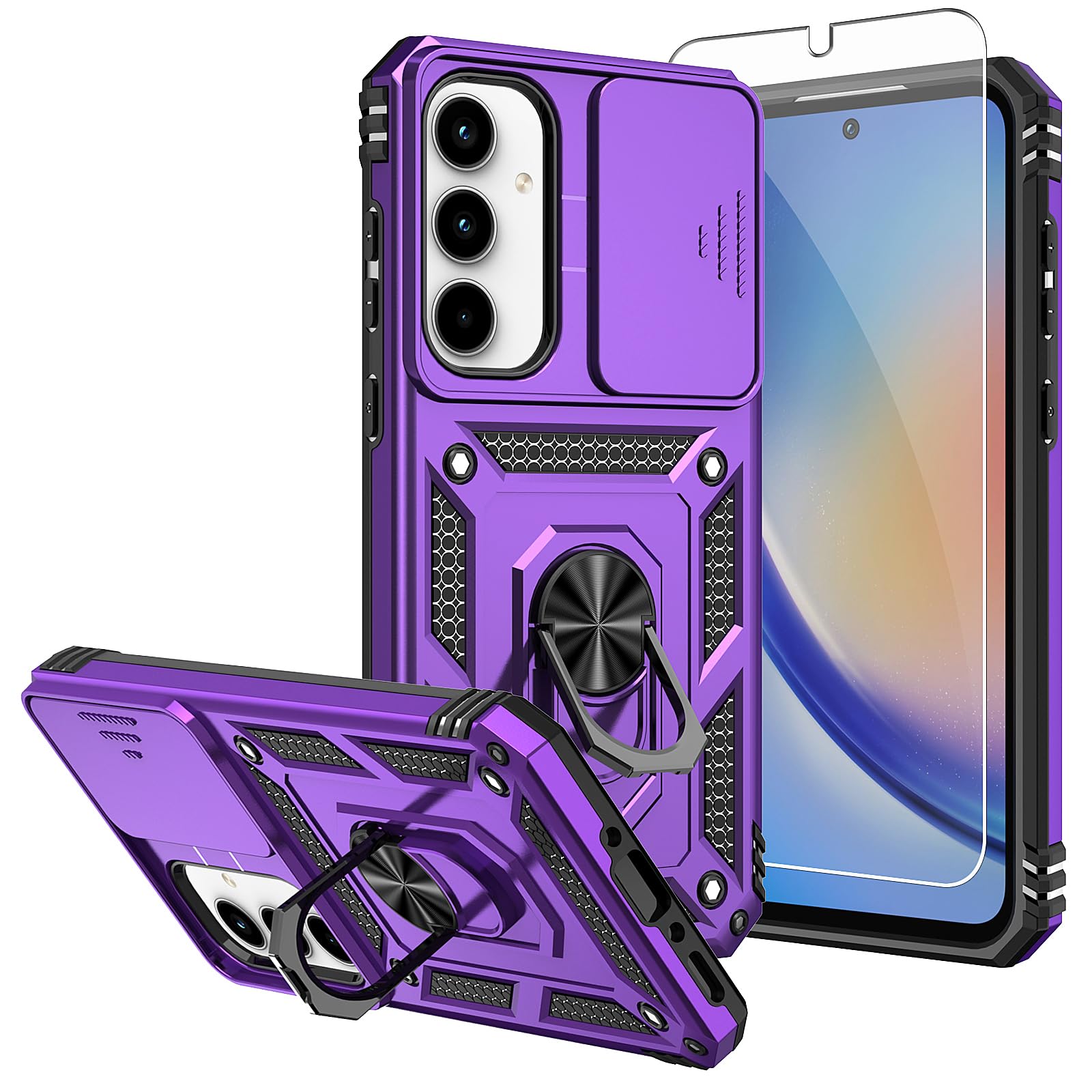 for Galaxy A35 5G Phone Case,Galaxy A35 5G Case,with Screen Protectors and Camera Cover,[Military Grade] 16ft.Drop Tested Cover with Magnetic