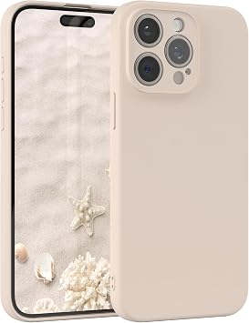 EAZY CASE - Silicone Case for iPhone 15 Pro Max Case Silicone Case Beige Soft Shockproof Mobile Phone Case Protective Cover with Camera Protection Thin Premium Protection Cover TPU Phone Bumper in Pastel Taupe Matt