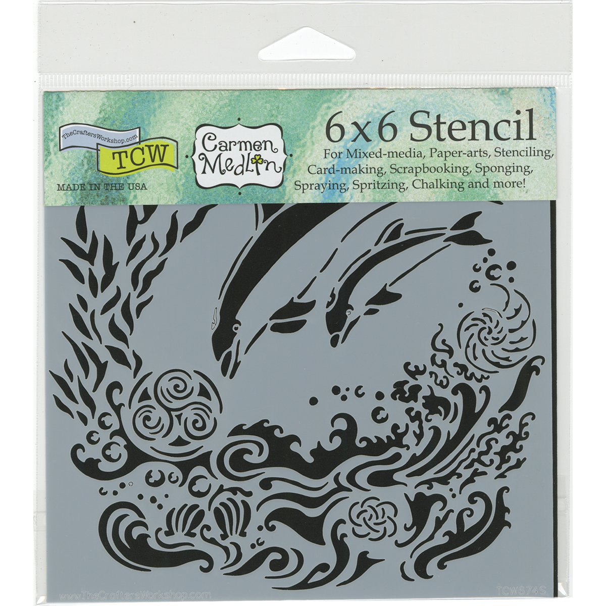 The Crafter's Workshop Transparent "Dolphins" Stencil, 6 X 6-Inch (18 X 16 X 0.1 Cm)