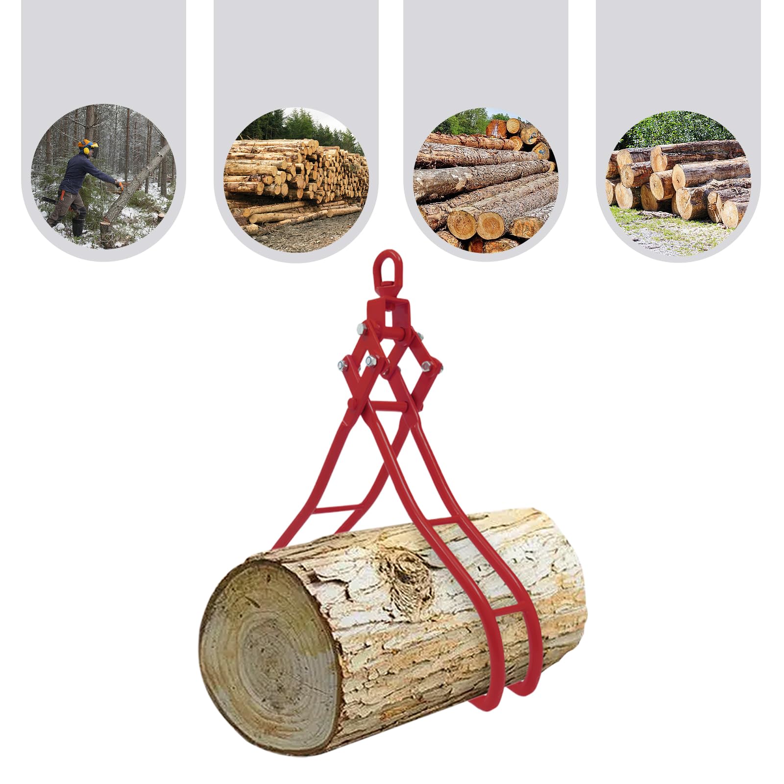 Pinza da 36 pollici per tronco d'albero, pinza per legno, gru foresta, 4 artigli, portata 2T, pinza rotante in legno per sollevamento e trasporto di tronchi pesanti nei lavori forestali