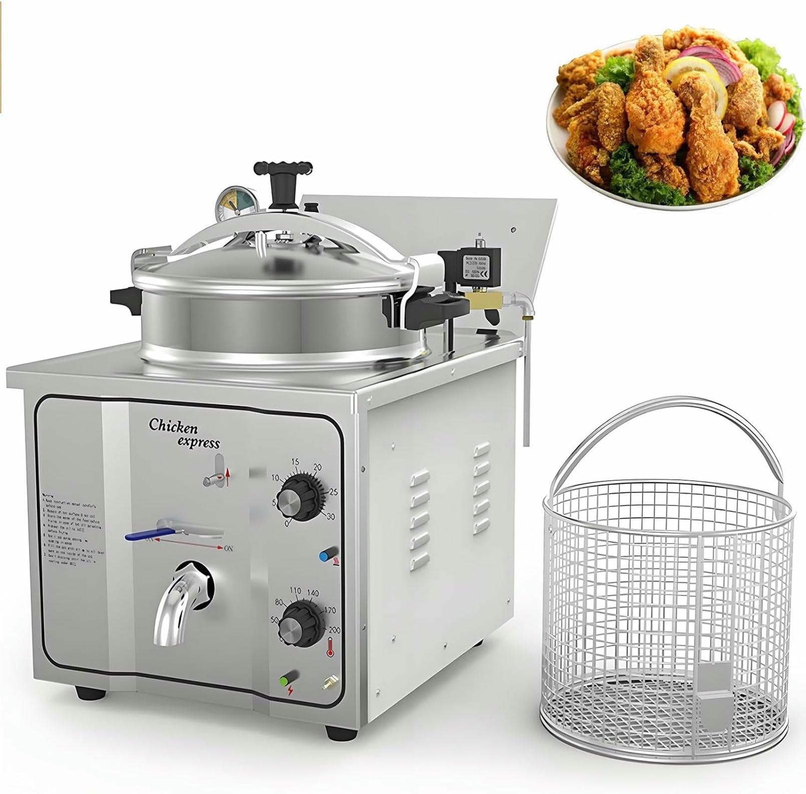 Commercial Electric Pressure Fryer with Timer and Temperature Control for Deep Frying in Kitchens