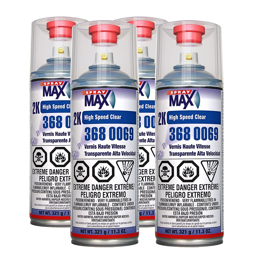 Spray max 3680069 2K High Speed Clear Coat Aerosol 11.3 oz (4 Pack)