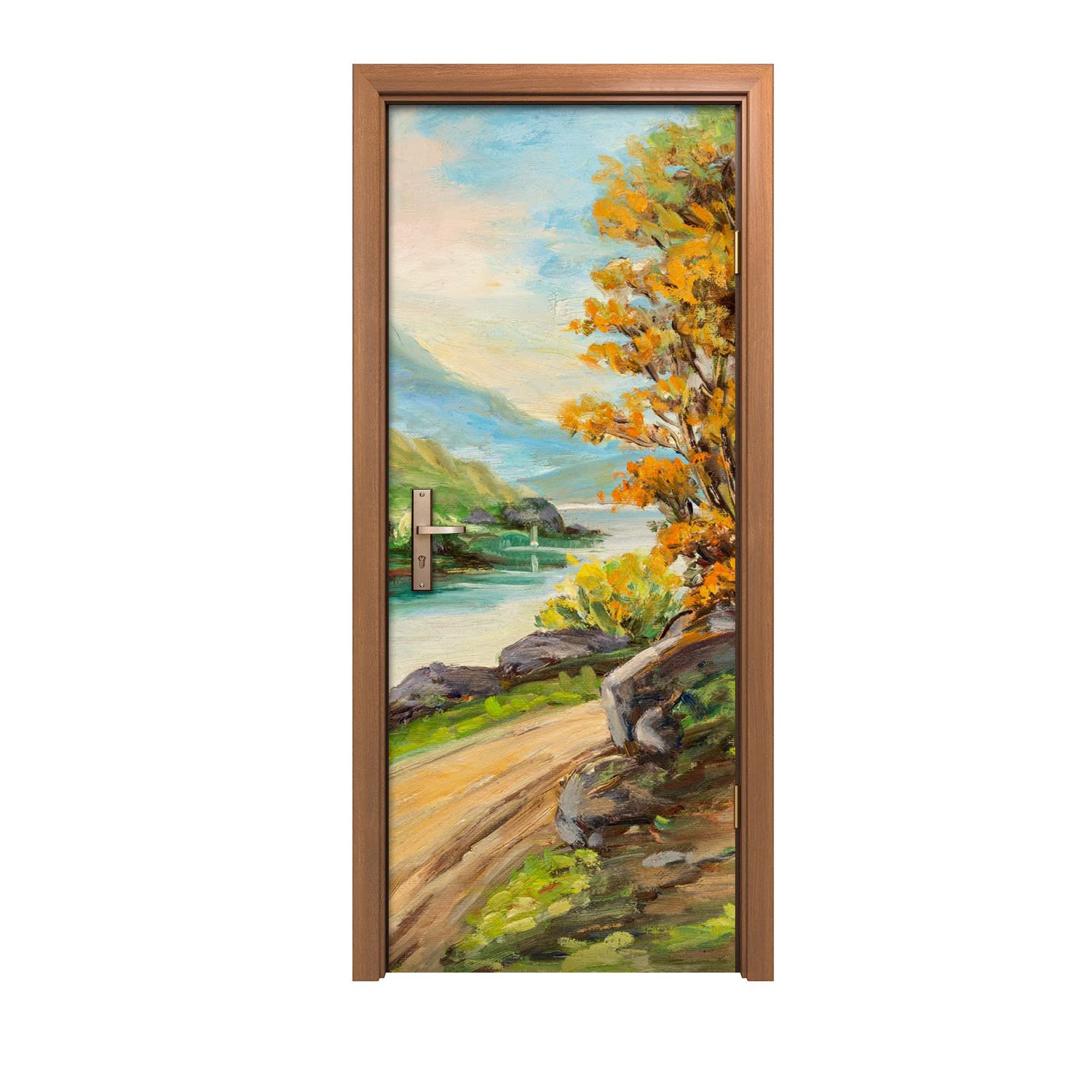Autocollant de porte 90x200cm pour rénover facilement une porte abîmée motif arbre
