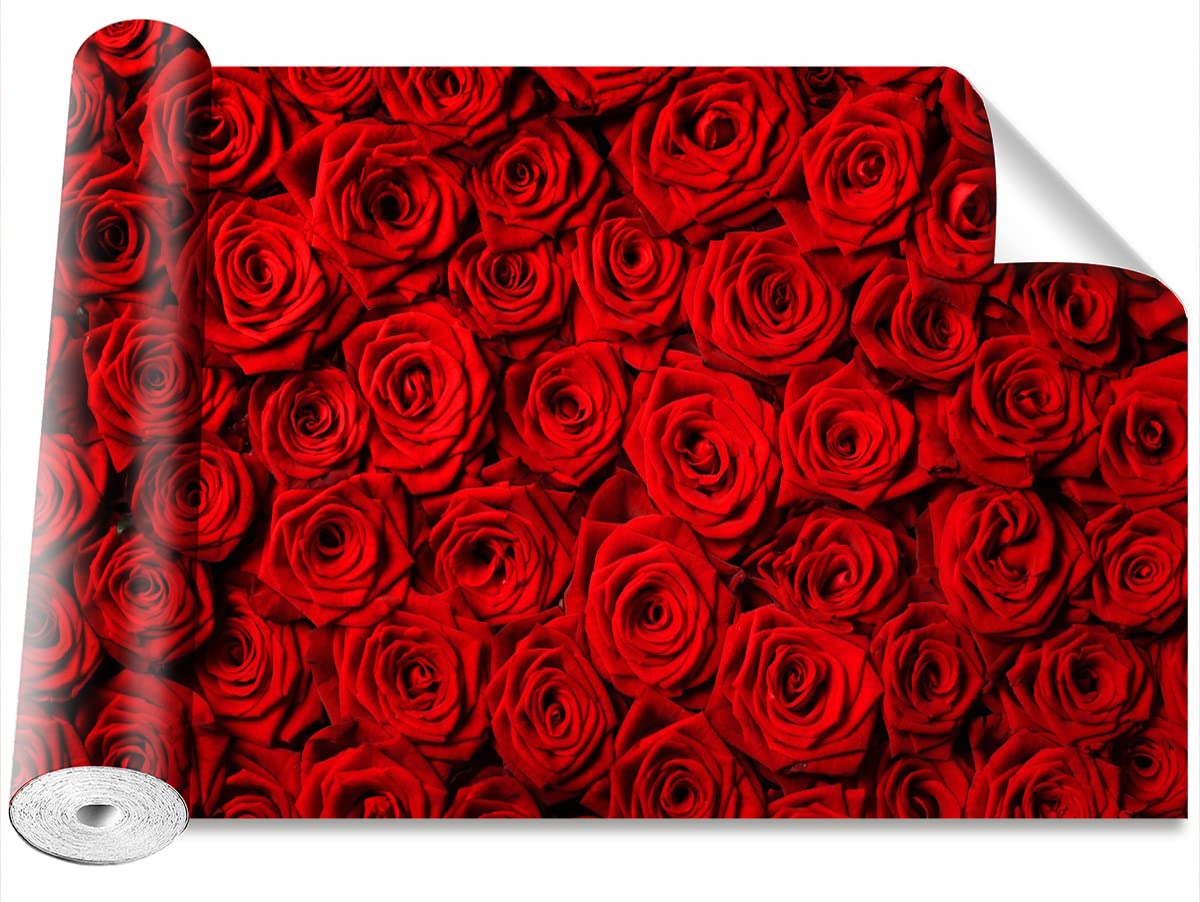 Papier Peint Moderne Tulup Décoration Murale Camouflage Roses Rouges Bricolage 416x254cm