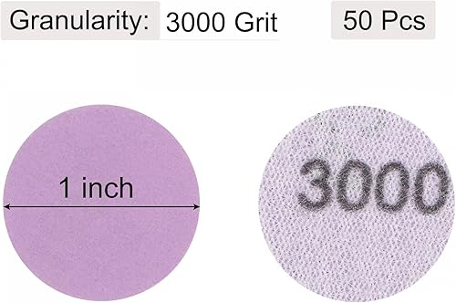 Miniatura 2 de uxcell 50 discos de lija morados de 1 pulgada, 3000 granos, gancho y bucle, papel de arena profesional de óxido de aluminio, tamaño mini para