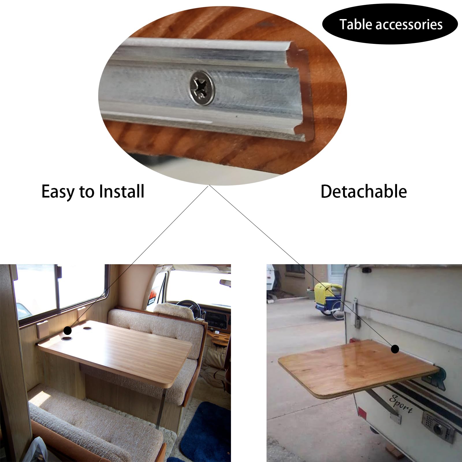 【Mise à niveau】 Support mural de table de camping-car, embout de rail extérieur, raccord de rechange de support latéral de table, bordure de support en alliage d'aluminium, longueur 40 cm