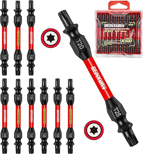 Miniatura 11 de Juego de 10 puntas de destornillador de doble extremo de impacto, 2.56 pulgadas, puntas de destornillador reversibles mixtas, acero S2 magnético de