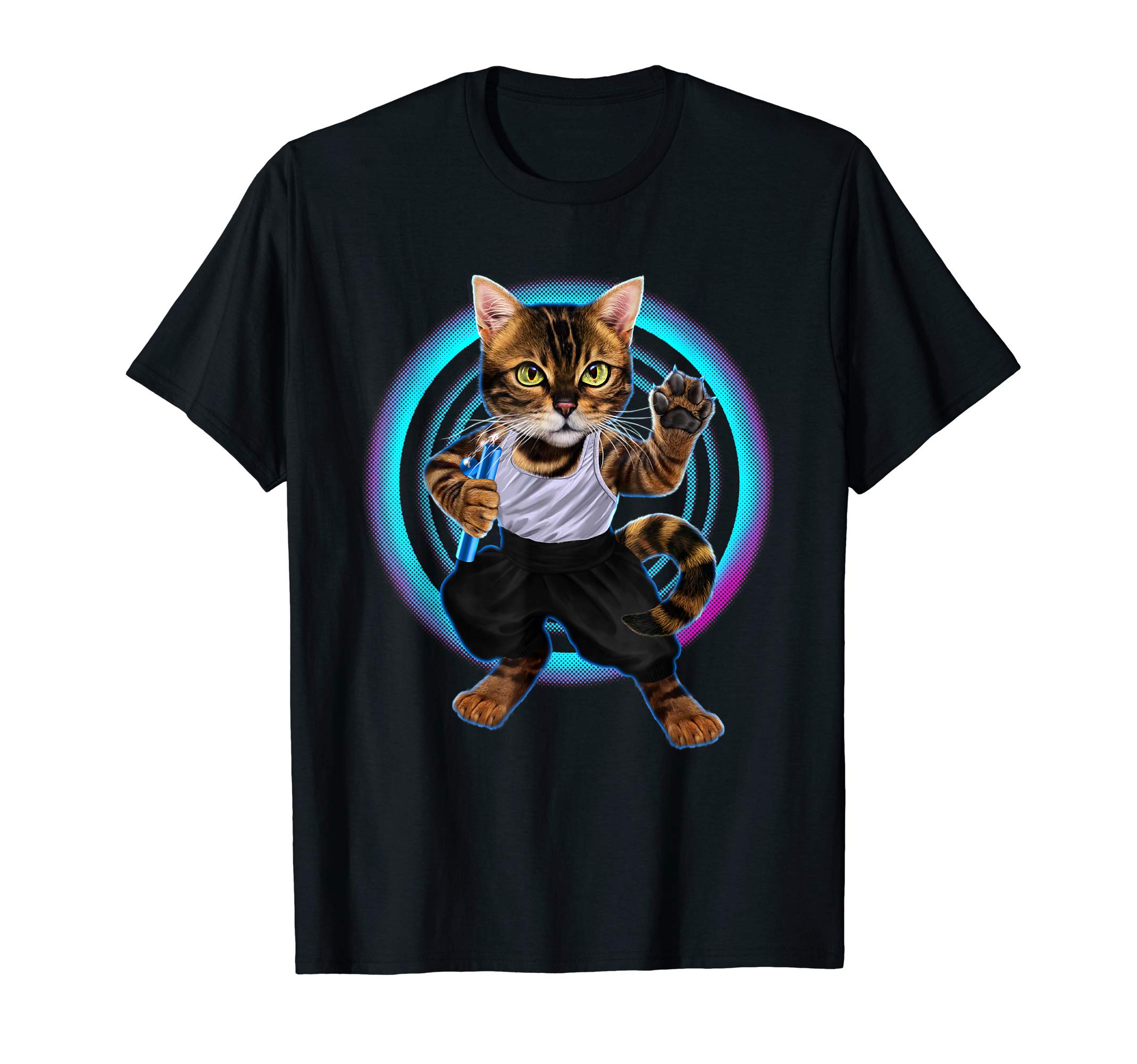 Fox Republic DesignKung fu Tabby Cat With a Nunchaku T-Shirt