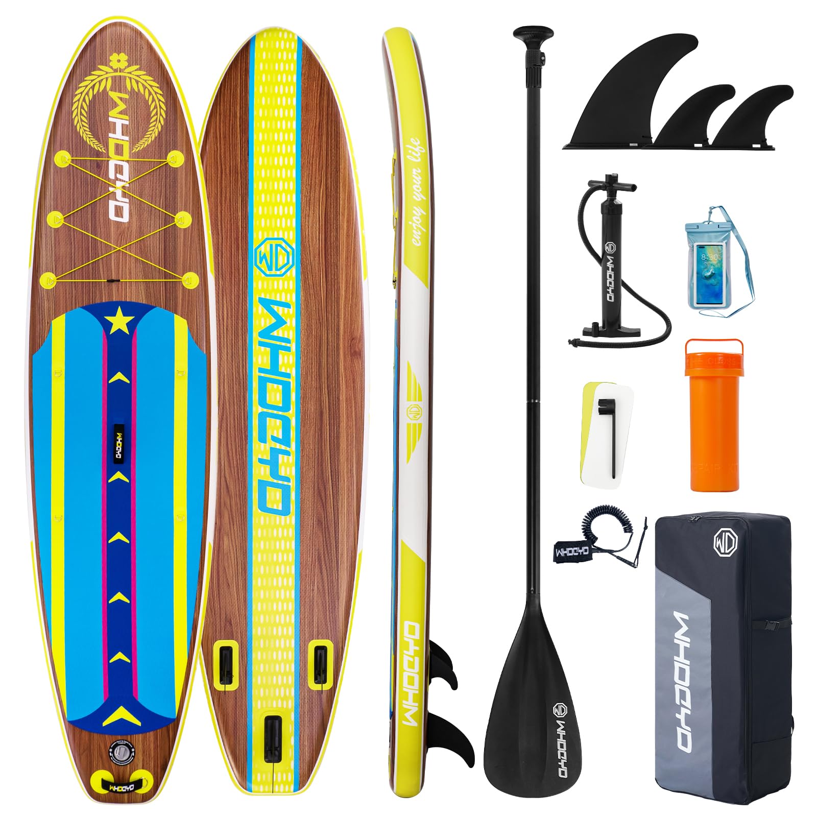 WHDCYD Inflatable Stand Up Paddle Board 11' × 33" × 6", Yoga Board with Durable SUP Accessories for Adults & Youth, Versatile Paddle Board