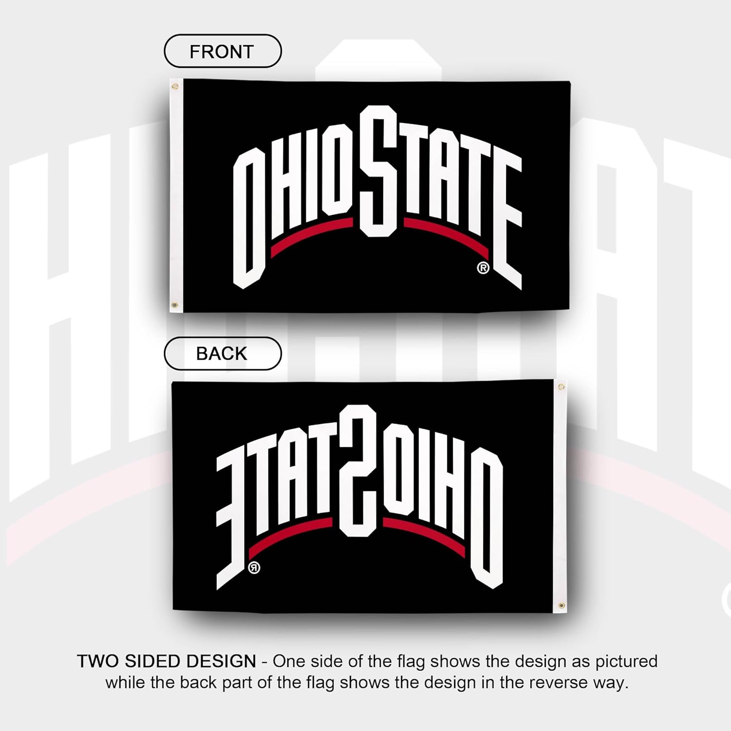 Desert Cactus Ohio State University OSU Flag - 3 x 5 Feet Buckeyes Banner, Indoor/Outdoor Durable Fabric, 100% Polyester Design (Style 16) - Image 2