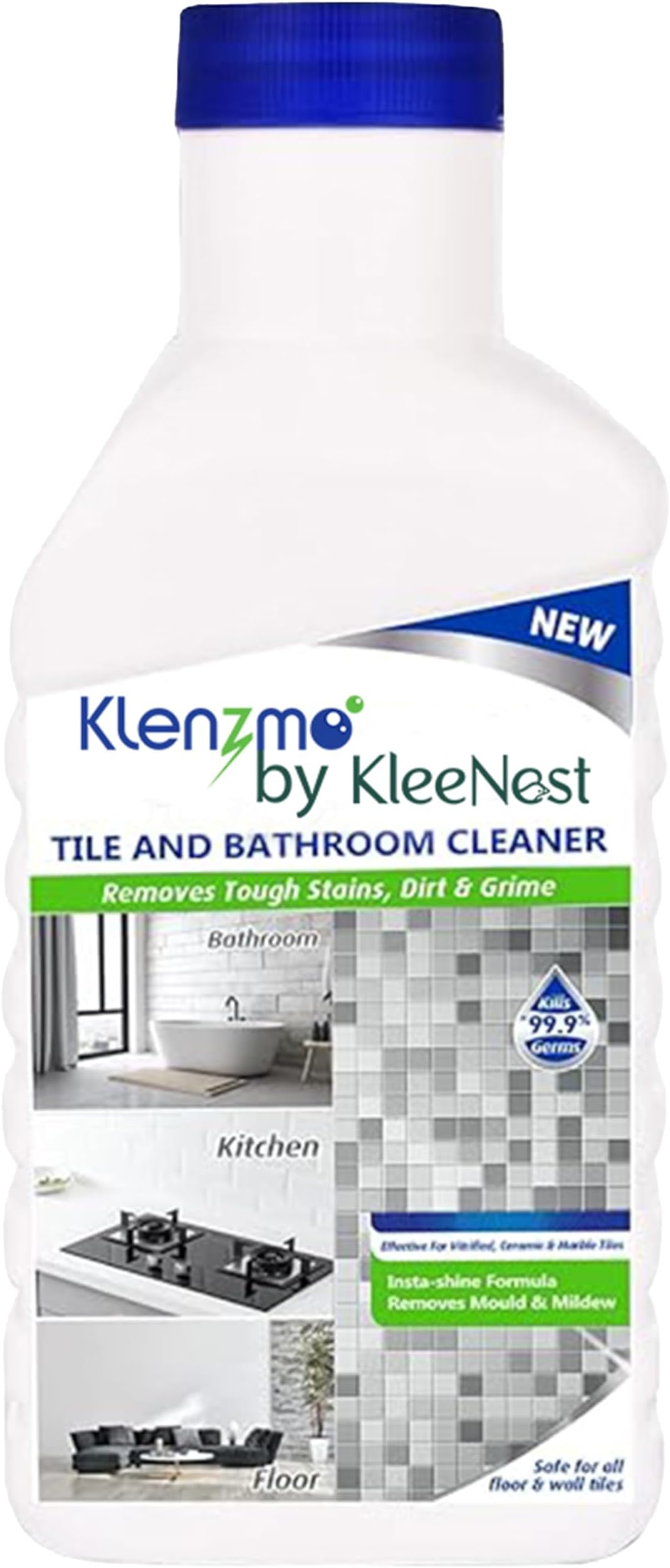 Klenzmo Tile & Bathroom Cleaner 850ml | Removes limescale, stains, soap scum & grime | Strong liquid for deep cleaning tiles, walls & floors | Leaves surfaces shiny & fresh.