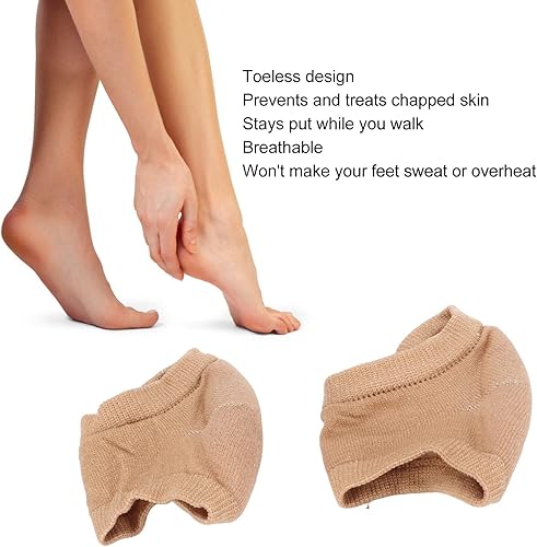 Miniatura 3 de CHICIRIS Calcetines hidratantes para el talón, 4 pares, calcetines de gel de spa sin dedos para el cuidado del tratamiento de pies, reparan talones