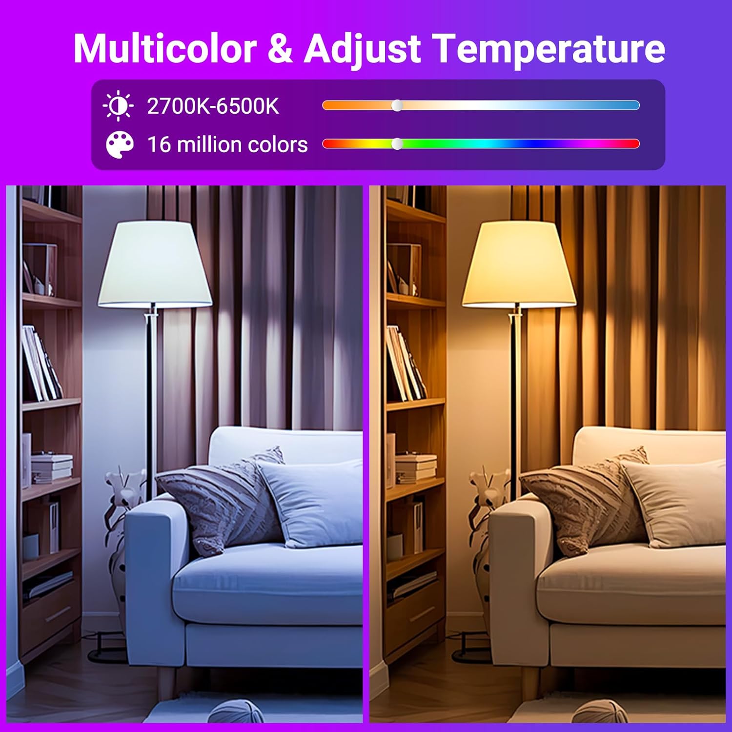 TJOY 10 Pack Smart Alexa Light Bulbs, RGB LED Bulbs Compatible with Alexa &Google Assistant