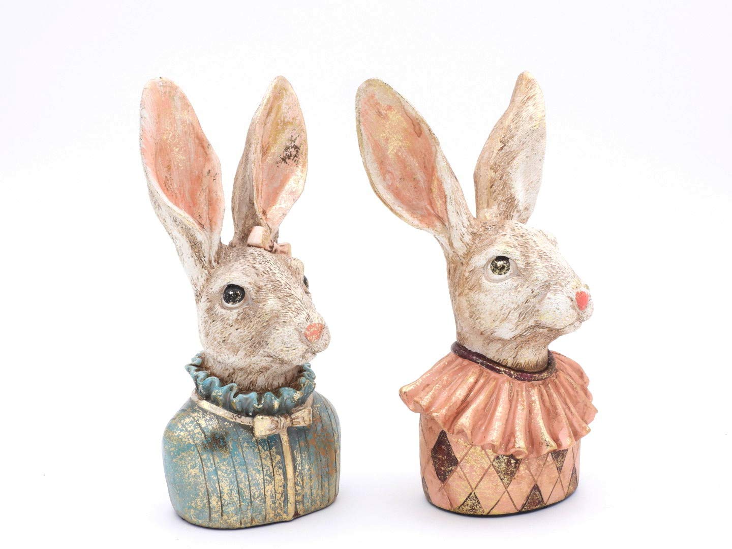 Hasenskulpturen 2 Stück als Pärchen, ca. 22 cm hoch, Hasenfiguren Klara und Karl, für Ostern, als Geschenk und zur Ganzjahresdeko