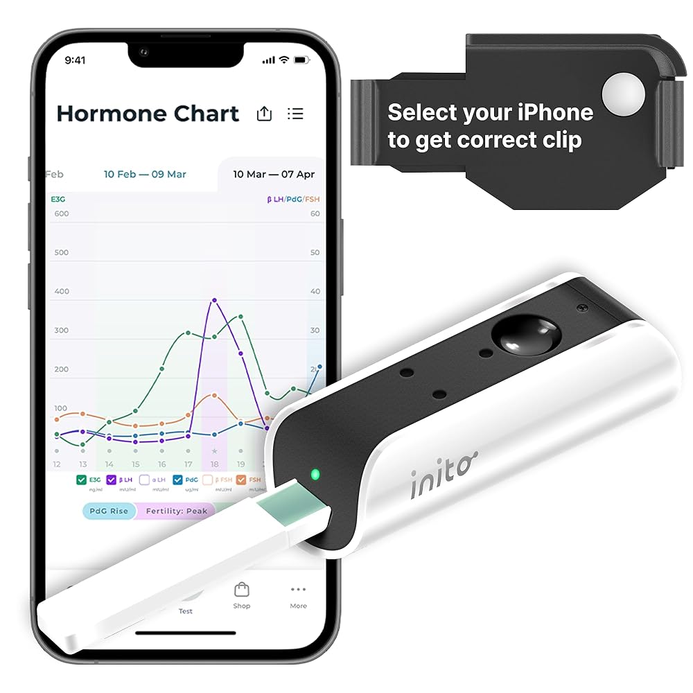 Inito Fertility Monitor & Hormone Tracker for Women | Estrogen, LH, PdG (Urine Metabolite of progesterone), FSH | Track and Confirm Ovulation | Includes 15 Strips (Compatible with iPhone 13 Mini)