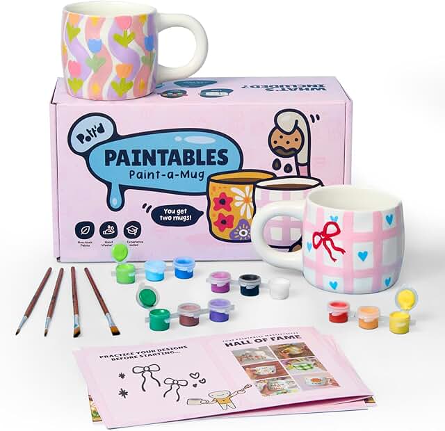 Pott'd Paintables Paint Your Own Mug Kit - DIY Mug Painting Kit for Adul...