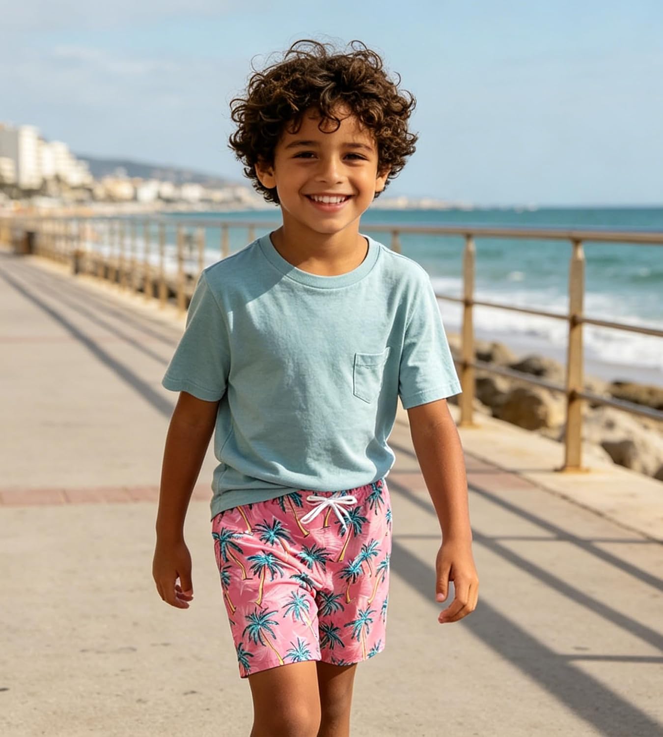 Funnycokid 2 Pack Boys Swim Trunks with Mesh Liner Quick Dry Swimsuit Boxer Bathing Suit UPF 50+ Beach Swimwear 3-12T
