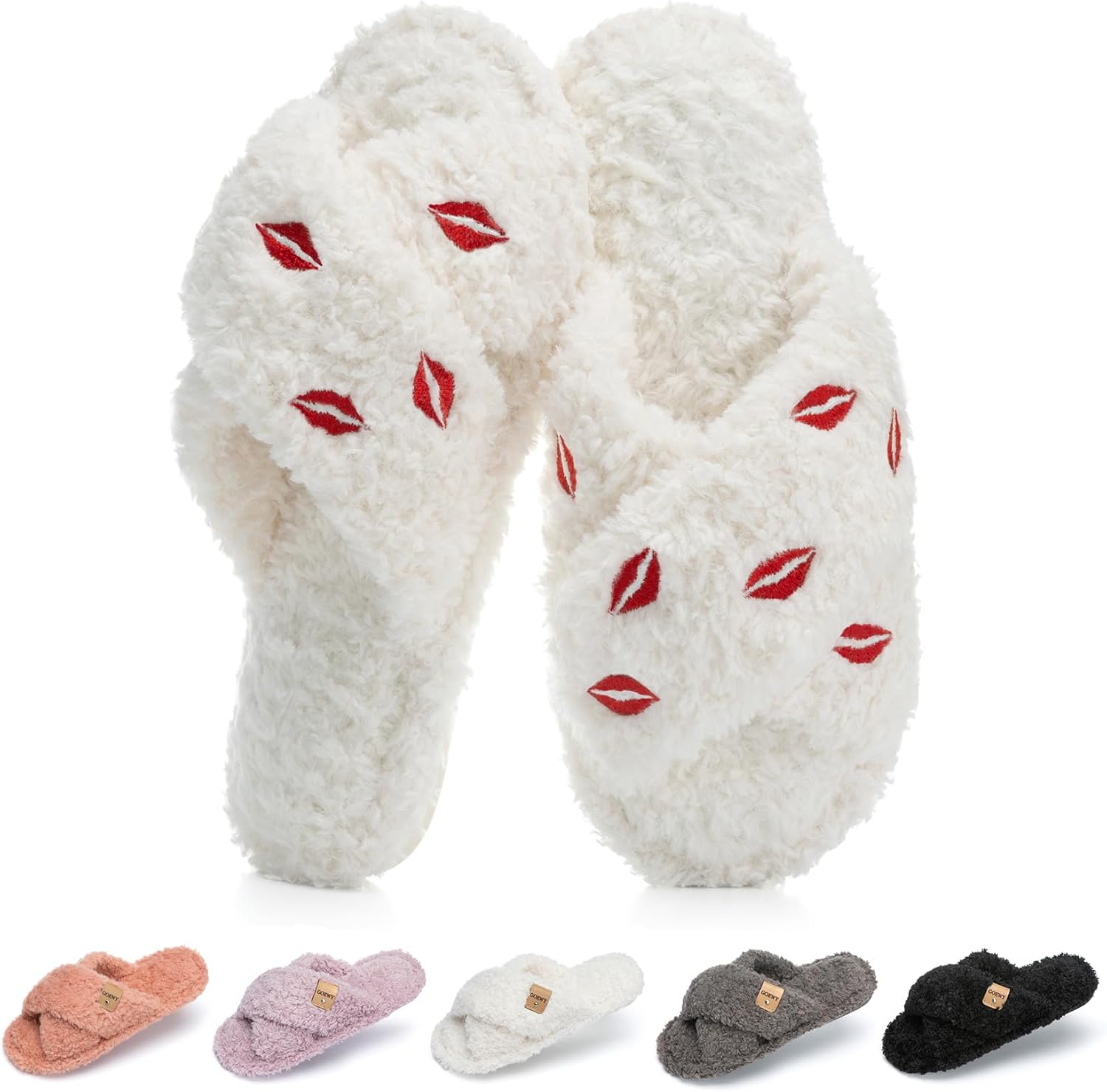 Fuzzy Open Toe Slippers for Women Indoor and Outdoor with Memory Foam Cozy Cross Band Women's Slipper Cute Soft House Shoes Slip On Gifts for Womens Mom Her Ladies Bridesmaid