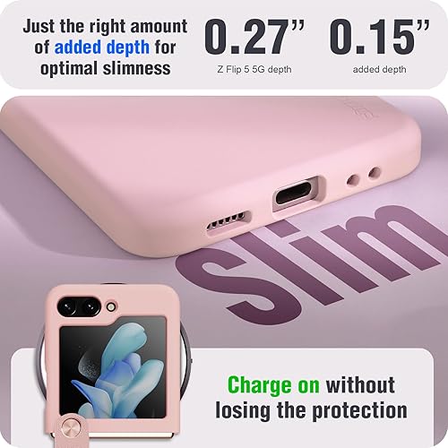 Miniatura 5 de Nillkin Funda para Galaxy Z Flip 5 con correa más ancha 2 en 1 y función atril de silicona a prueba de golpes, funda delgada de silicona para