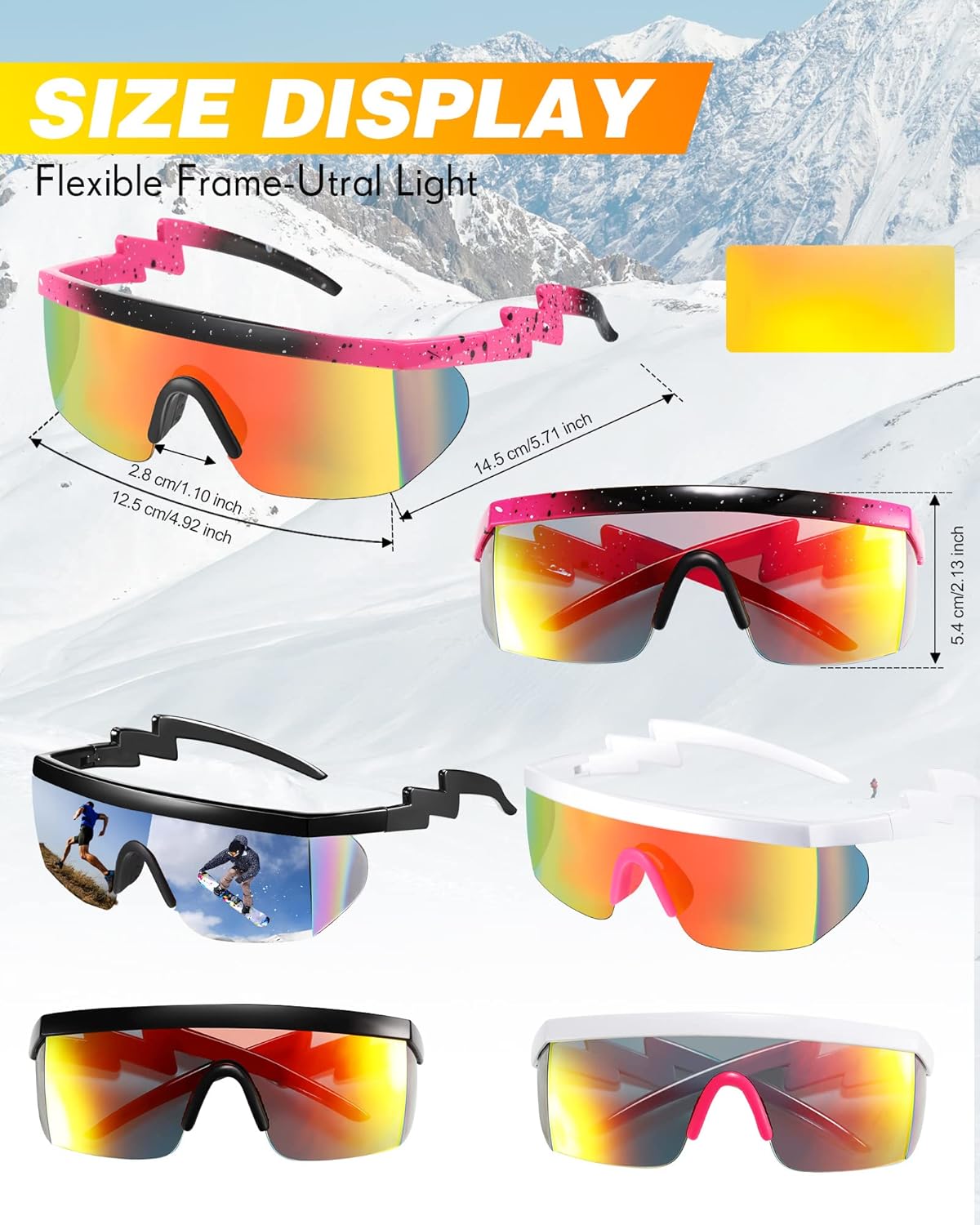 Fabbay 12 Pairs 90s Sunglasses Neon Semi Rimless Rainbow 80s Zigzag Sunglasses Goggle Style Retro Rave Shades Glasses for Men Women Halloween Cosplay - Image 2