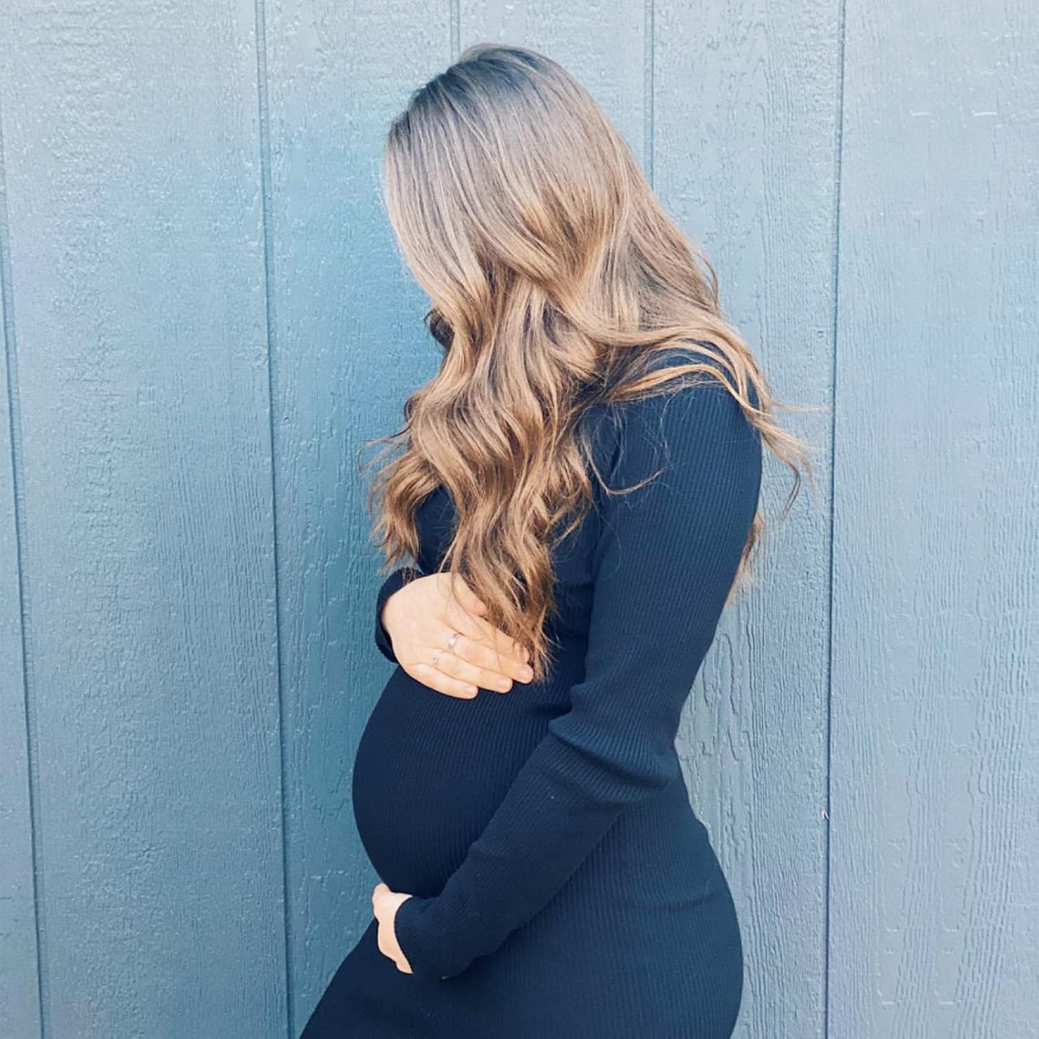 Rocorose Women's Turtleneck Ribbed Elbow Long Sleeve Knit Sweater Dress - Image 3