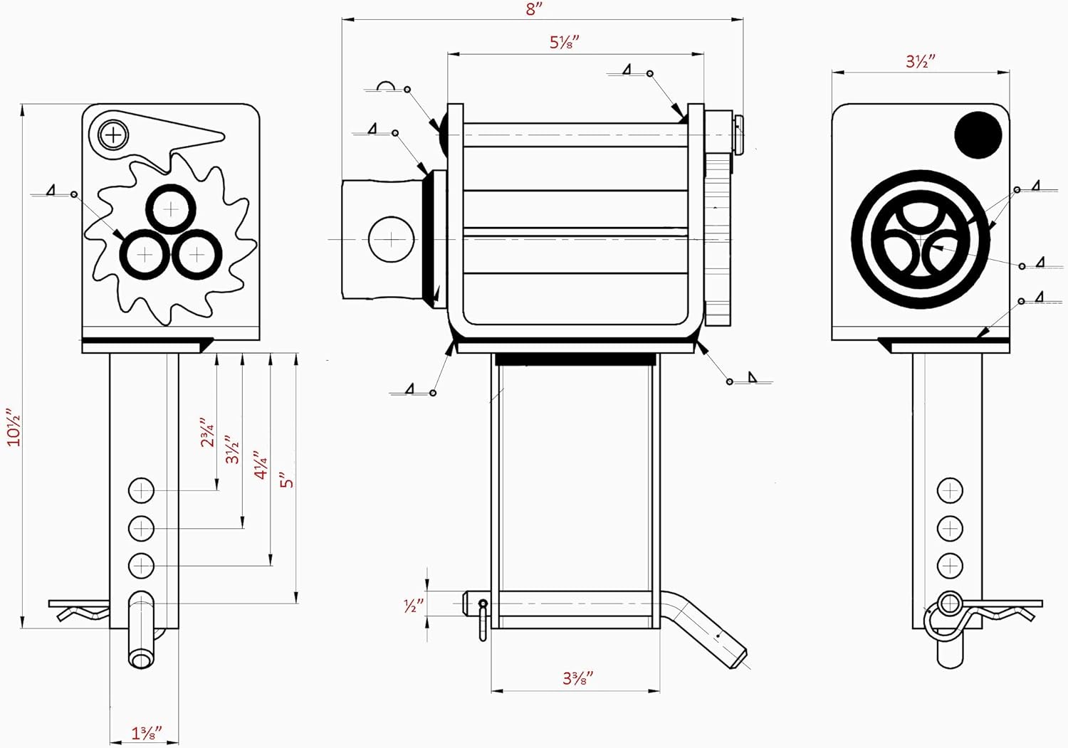 Mytee Products Stake Pocket Winch & Winch Straps Kit - 4 Pack Kinedyne 4" x 30' Yellow Winch Strap with Flat Hook & 4 Pack Stake Pocket Winch for Flatbed Trailers