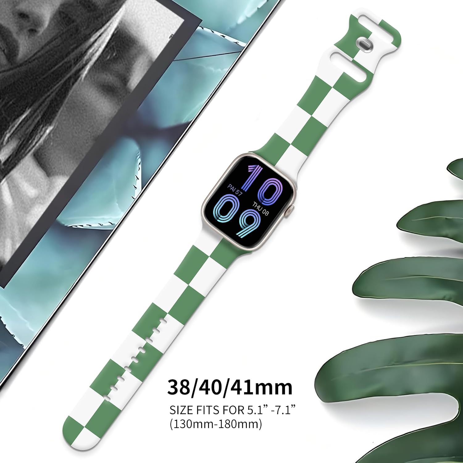 Compatible with iWatch Band 38mm 40mm 41mm for Women Men, Soft Silicone Waterproof Replacement Strap for iWatch Ultra SE & Series 10/9/8/7/6/5/4/3/2/1 image 3