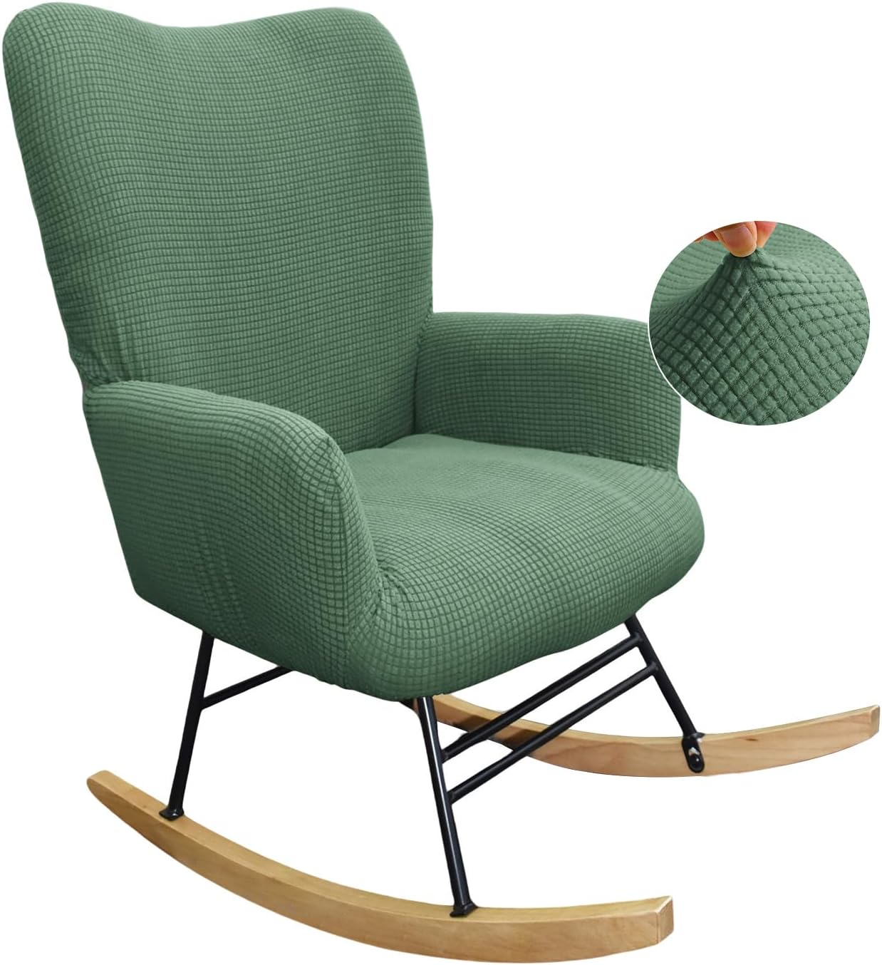 KRFOONN Stretch Nursery Rocking Chair Cover Jacquard Glider Chair Slipcover Modern Accent Chair Cover Recliner Armchair Slipcover Furniture Protector for Living Room Bedroom Offices Reading Chair, 03