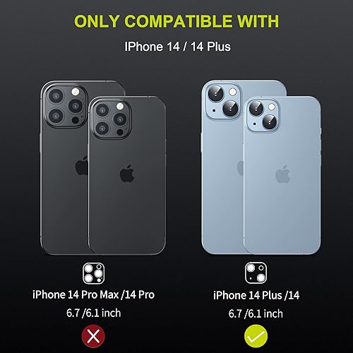 Miniatura 3 de WSKEN Protector de lente de cámara para iPhone 14 Plus (6.7 pulgadas) iPhone 14 (6.1 pulgadas), modo de disparo nocturno, protector de pantalla