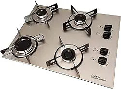 Fogão cooktop inox 4 bocas a gás acendimento automático