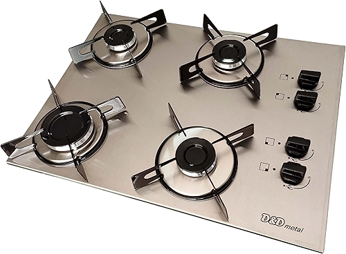 Fogão cooktop inox 4 bocas a gás acendimento automático