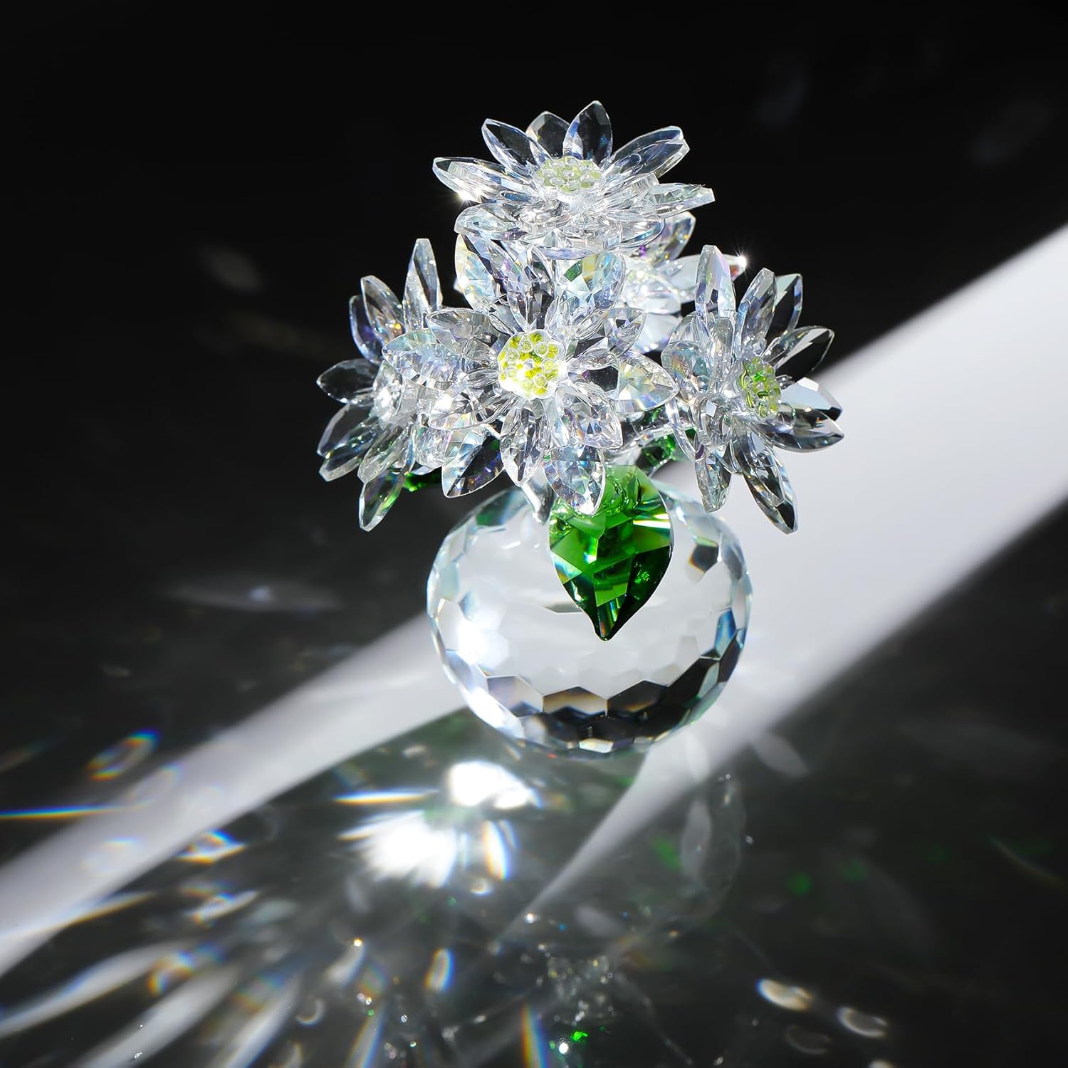 Ornalrist Crystal White Daisy Flower Figurine, Glass Daisy Bouquet Floral Collectible Decor Gifts for Friends Women Mom on Birthday Christmas - Image 5