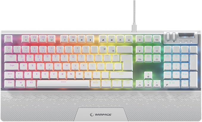 Rampage Carbon Beyaz RGB Q Gaming Oyuncu Klavye Bilek Destekli Red Switch