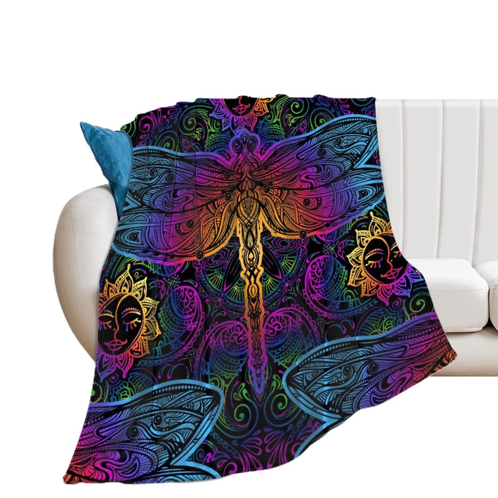 Couverture polaire libellule en flanelle douce de 100x130 cm pour lit et canapé