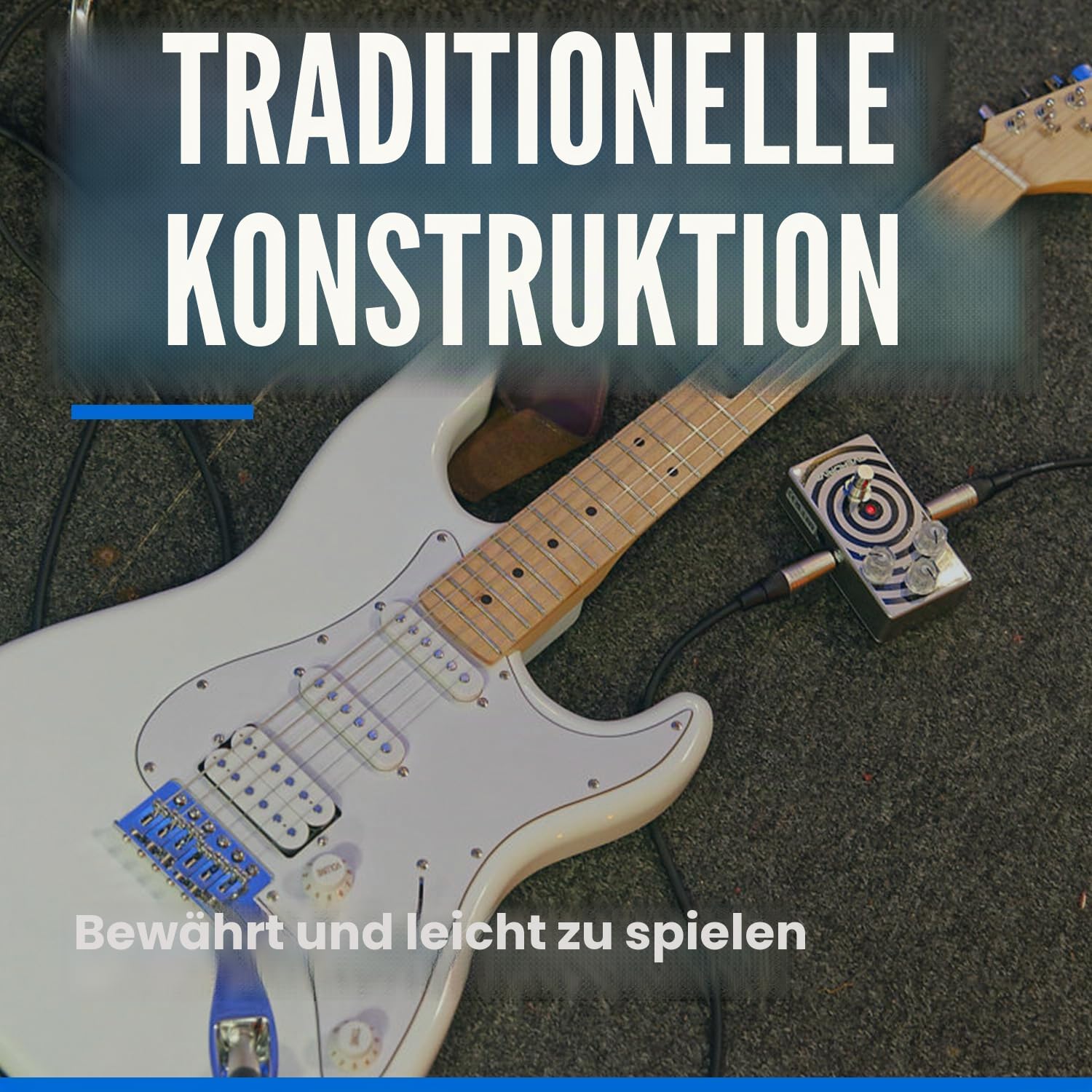 Woodbrass ST100 E-Gitarre, Schwarz, vielseitige Gitarre, ideal für Anfänger, Korpus ST-Form, amerikanische Linde, Ahorngriffbrett, Rock-Stil, Pop, Funk, Country, Hardware, Metall