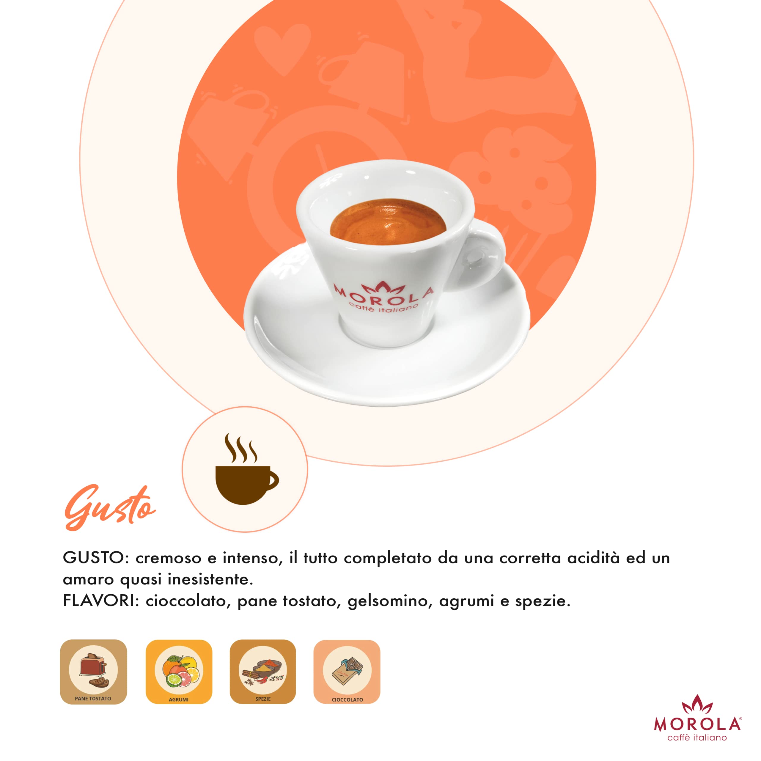 Caffè in Grani - Miscela Morola Arancio Gold - Espresso Bar - Sacchetto da 1000g - Confezione da 1Kg - Caffè Torrefatto in Italia - Made in Italy