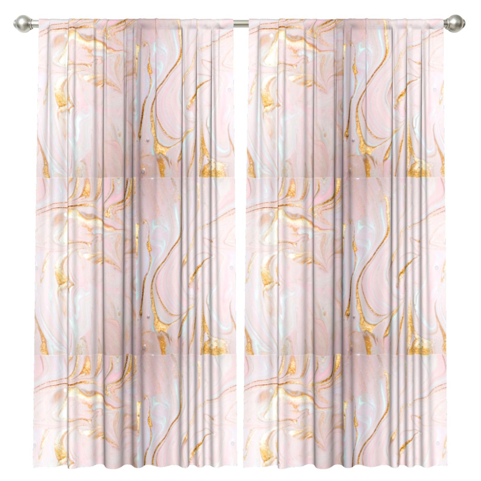 InOmak Pastel Marbling Fitted, 2 Panels Window Curtains 52 x 84 Inch Blackout Curtains for Living Room Bedroom