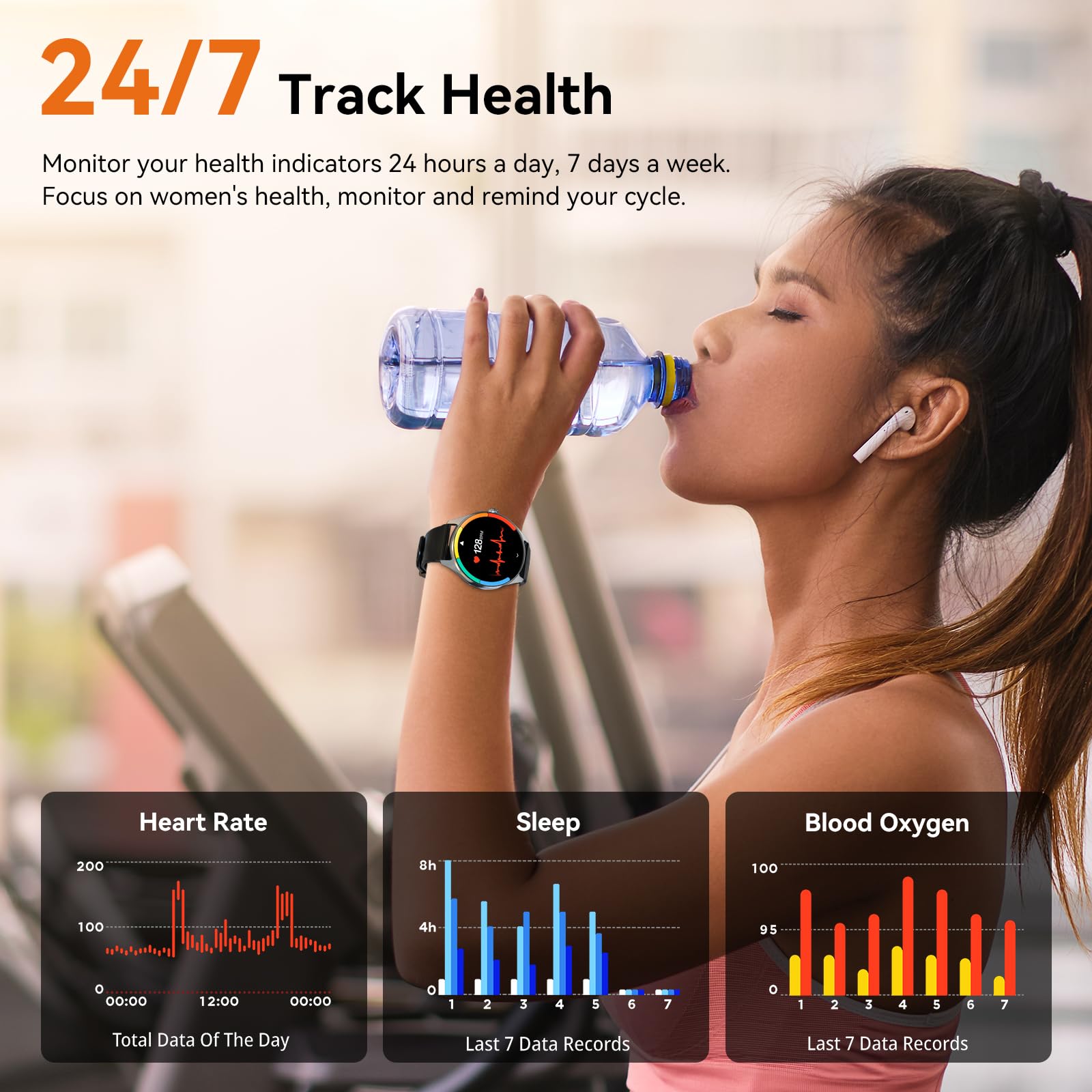 Smart Watches for Men Women, 1.43" AMOLED Display Smartwatch with 7-Day Battery, 120+ Sport Modes, Bluetooth Calls, Heart Rate/Sleep Monitor, IP68 Waterproof for iPhone Android Compatible (Black)