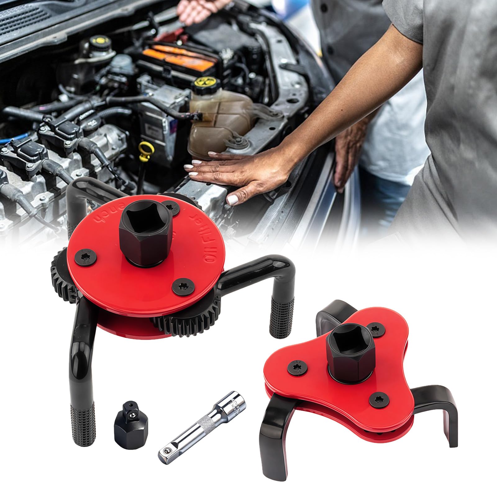 Generisch Universeller Dreibacken Ölfilterschlüssel bis 120 mm, geeignet für PKW, LKW, Motorräder, verstellbar, ergonomisches Design, LKW Entferner