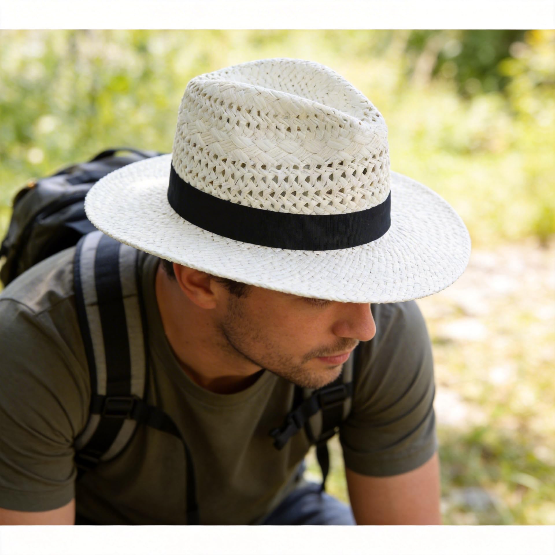 Sombrero de paja Fedora Panamá para mujeres y hombres, sombreros de verano para el sol, ala ancha, protección UV, ligero
