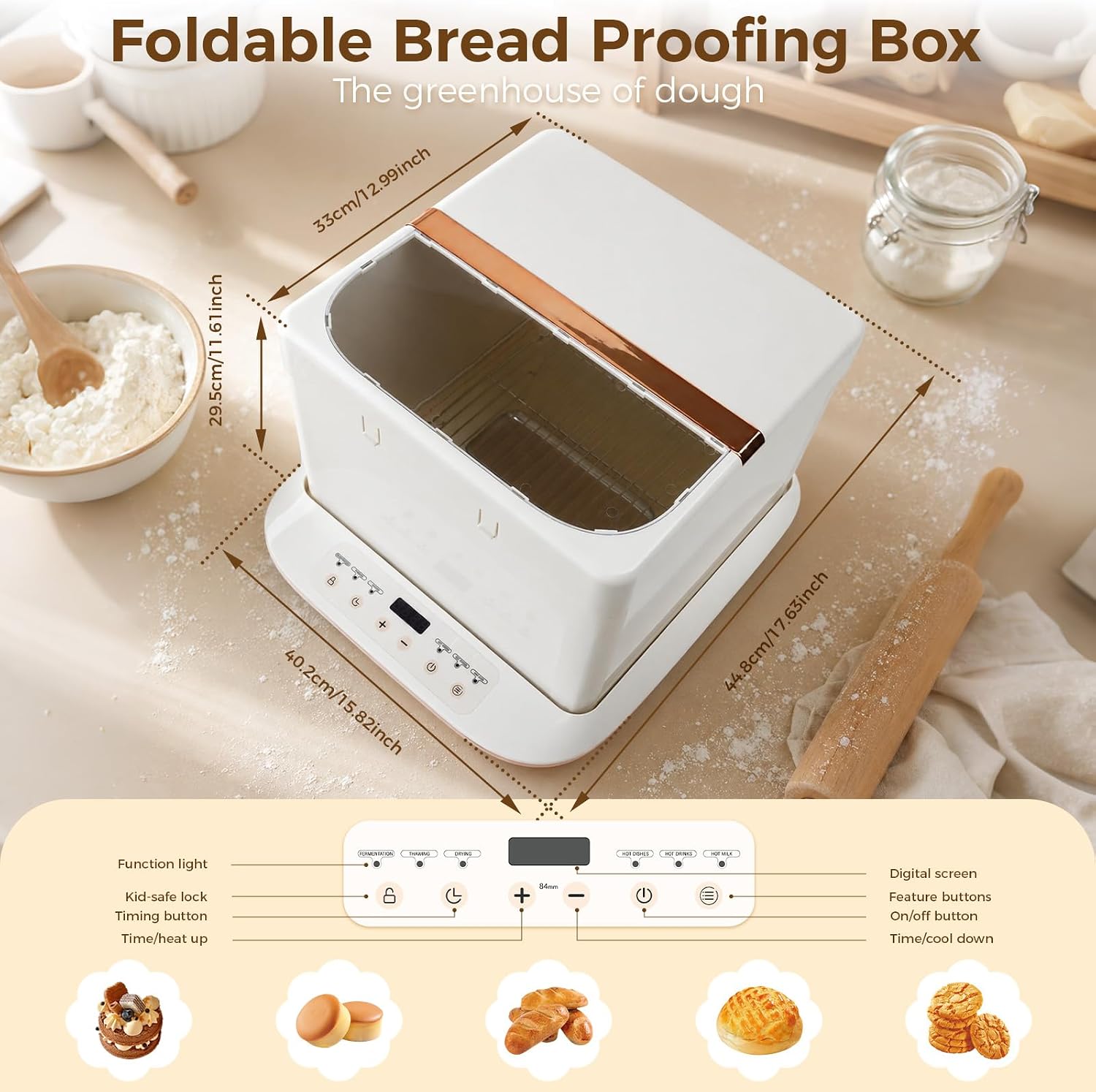 Foldable Bread Proofer & Slow Cooker, 25L Large Capacity | 32–248°F Digital Temperature Control, 24H Timer, Dough Proofing Box for Sourdough, Bread, Pizza Dough, Yogurt & Fermentation