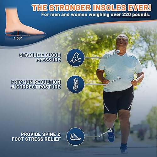 Miniatura 4 de RooRuns Plantillas ortopédicas para fascitis plantar con soporte de arco resistente para hombres y mujeres, plantillas ortopédicas para pies planos,
