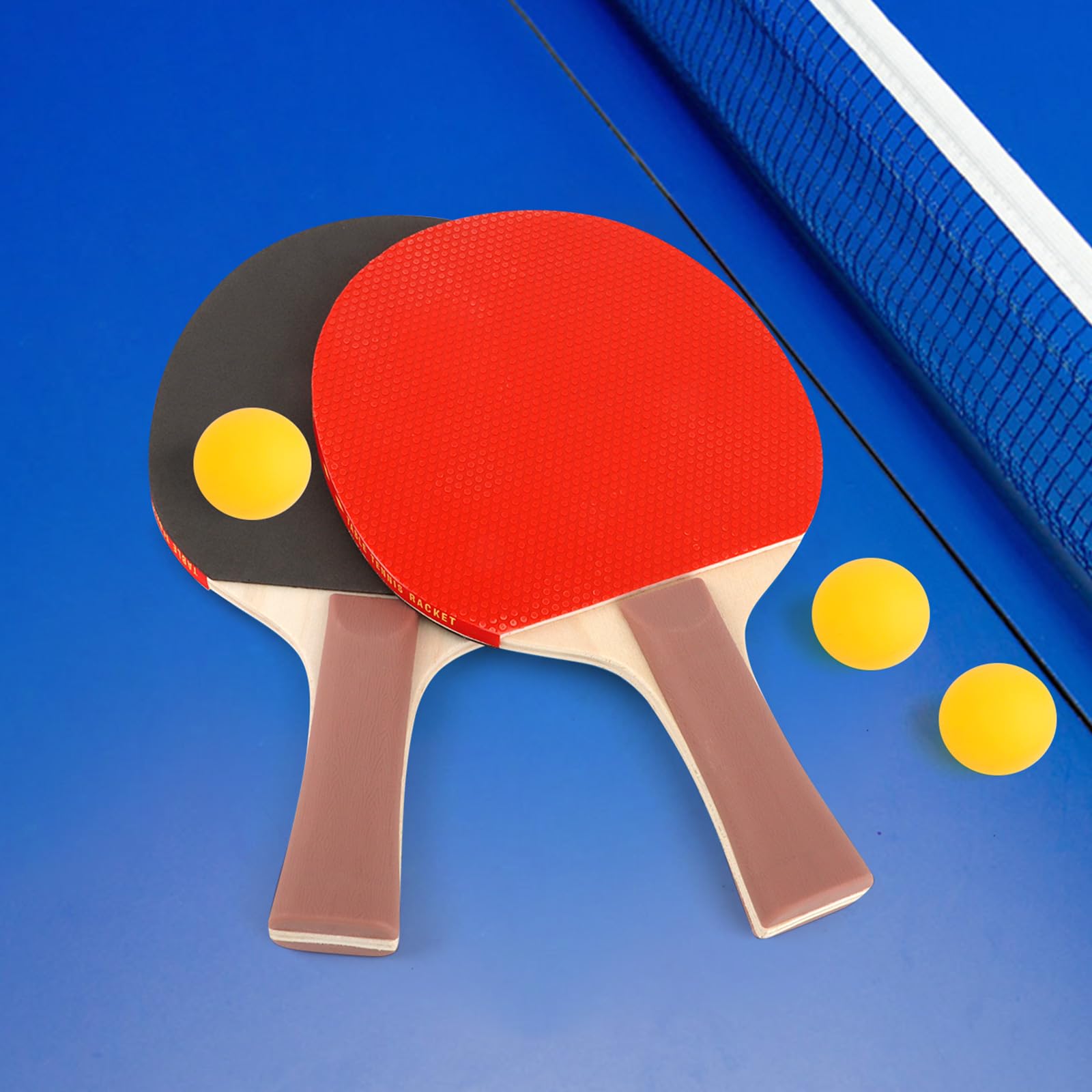 Juego de raquetas de tenis de mesa, juego de tenis de mesa profesional, red de tenis de mesa con red para niños 2 raquetas de tenis de mesa + red retráctil, 3 pelotas de ping-pong, 1 * bolsa de malla