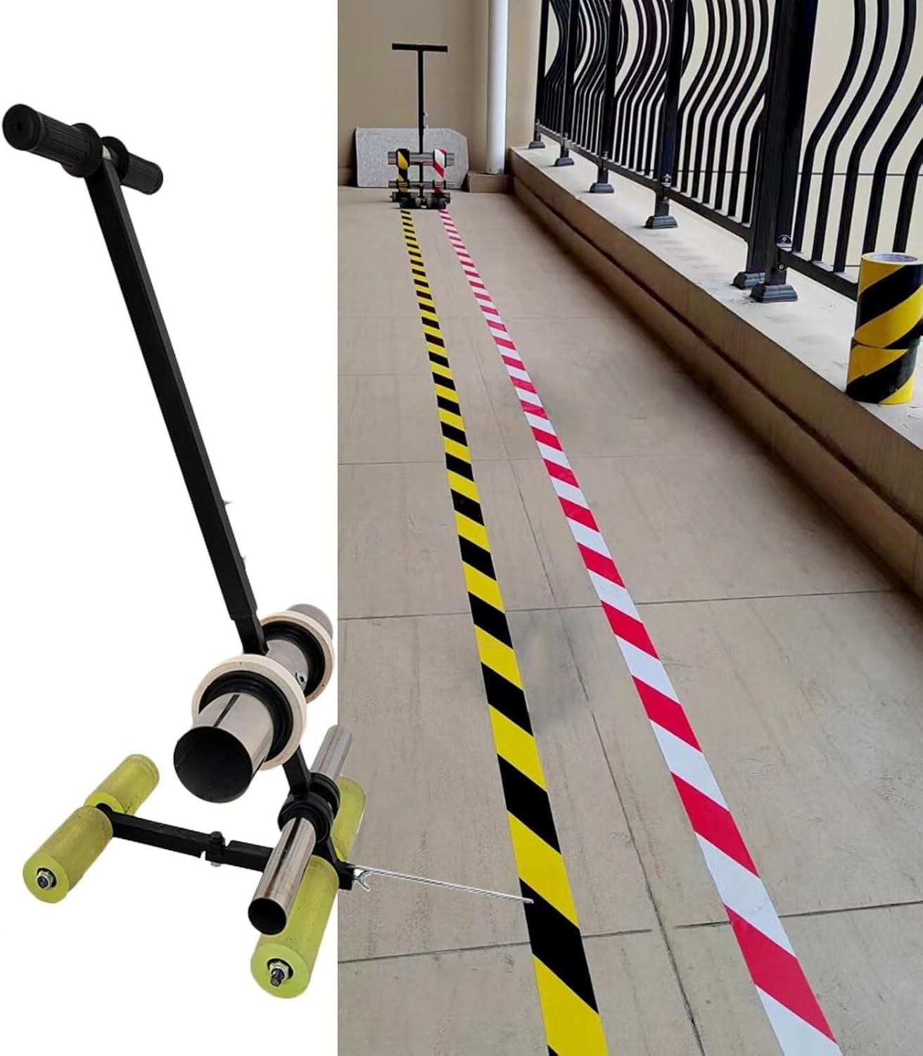 Manual Floor Tape Applicator with Circle Tool, Adjustable Line Marker for Sports, Warehouses & Parking