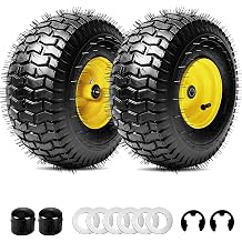 2PCS 15x6.00-6 Tubeless 4 Ply Lawn Mower Front Tire and Wheel Assembly,Replacement for Craftsman John Deere Cub Cadet Riding Mowers Garden Lawn Tractors, 570lbs Capacity, 3" Offset Hub,3/4" Bearing