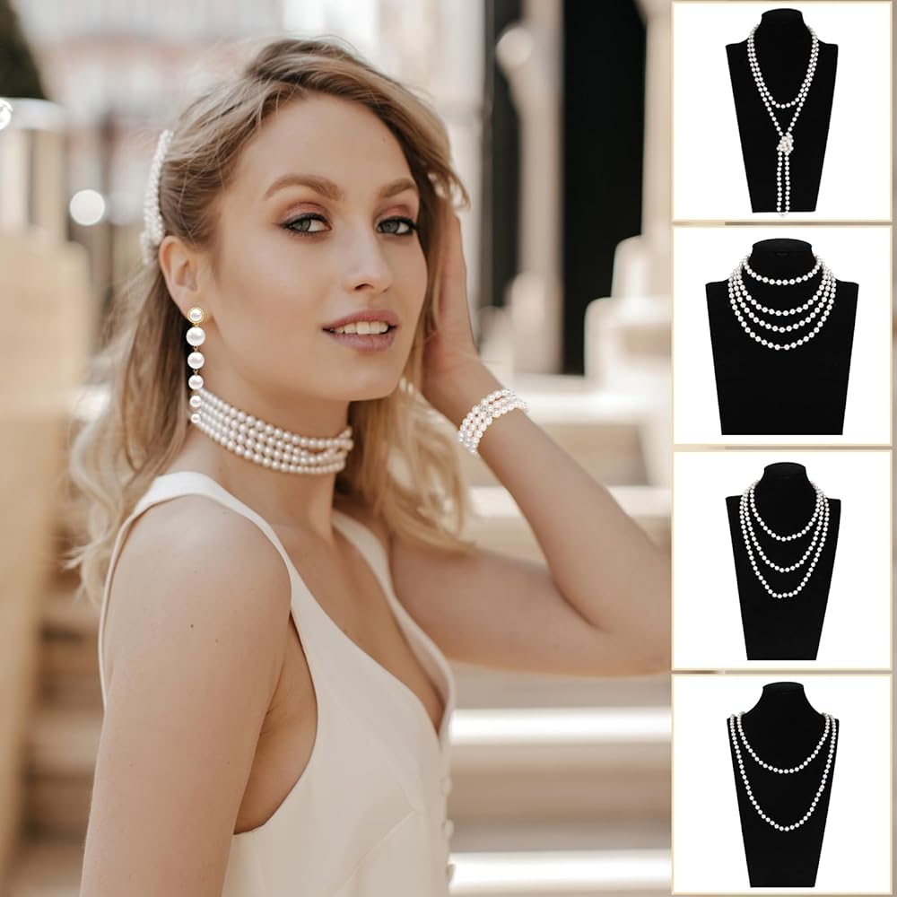 AVON ヴィンテージ 3WAYネックレス イヤリング パール セットジュエリー ヴィンテージ AVON パール 3WAY ネックレス ブレス セットジュエリー