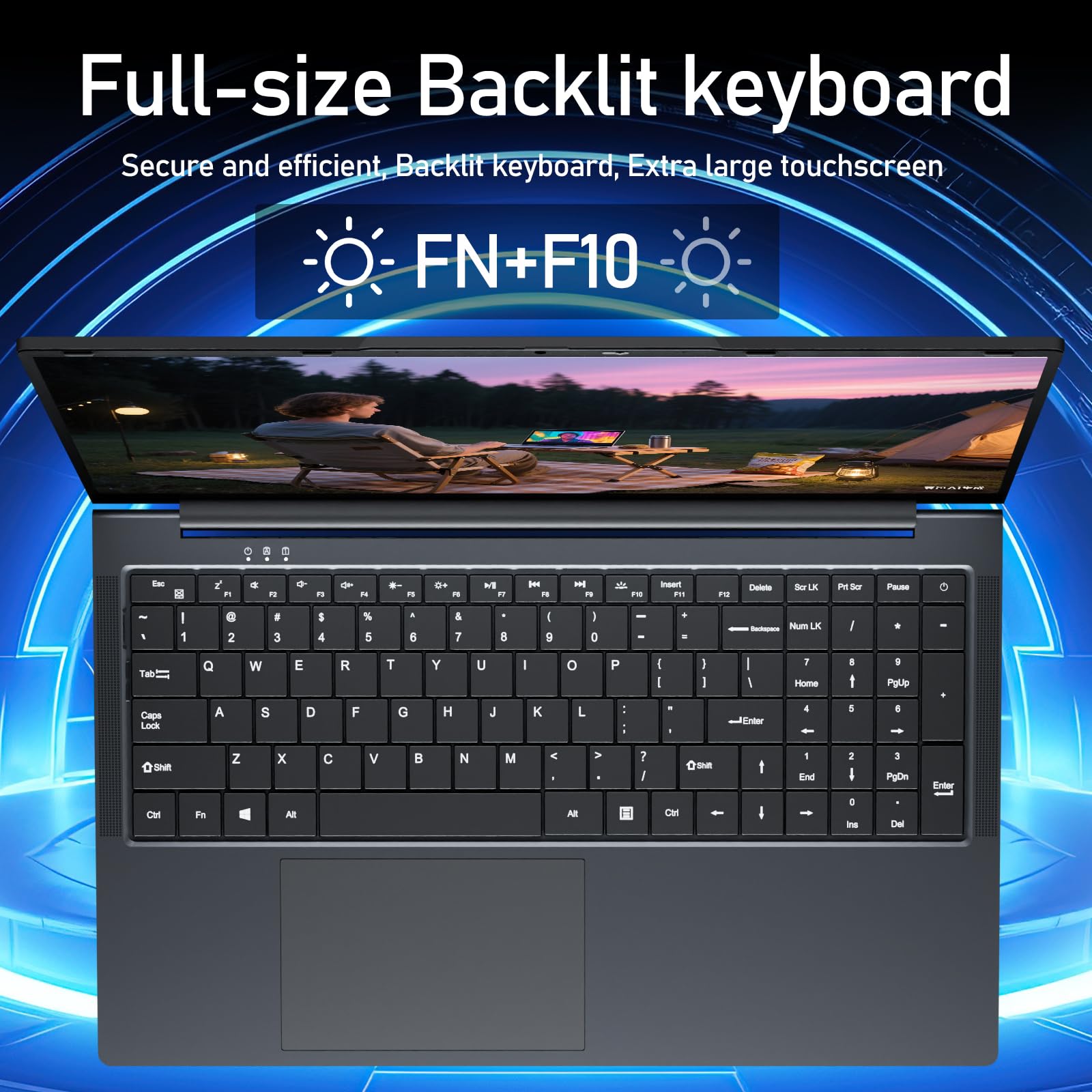 KAQIMOCI PC Portatile 17,3 pollici 13a Gen Twin Lake N150 (fino a 3,6 GHz), RAM 16 GB SSD 512 GB Notebook Win 11 Pro Laptop Tastiera Completamente Retroilluminata Computer Portatile Touchpad Scheda TF