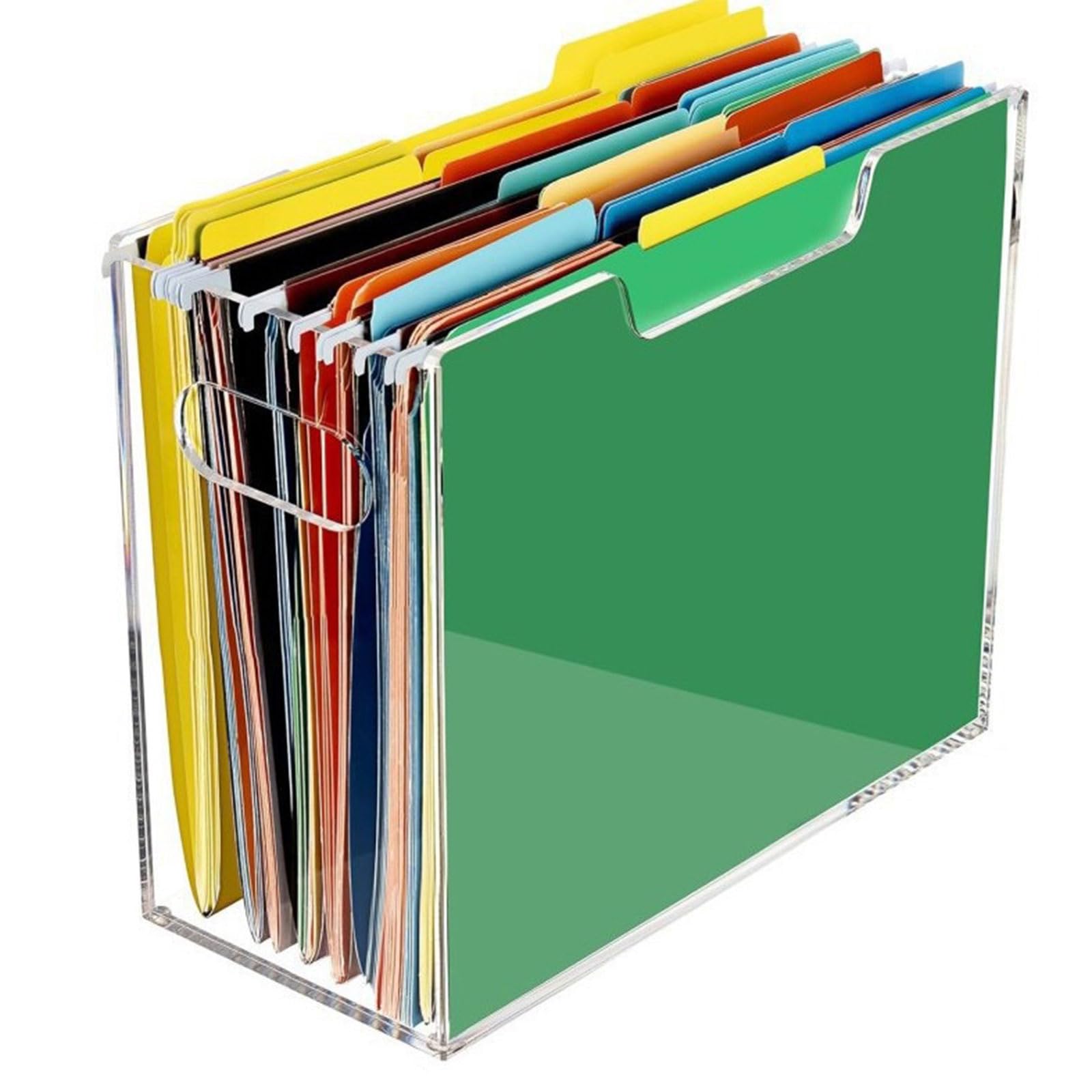 Geavonyg Clear Acrylic File Folder Organiser Stackable Desktop Document Sorting Case for Organization 12.2x5.51x9.84Inch Organiser